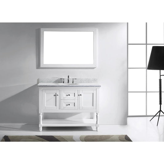 Julianna 48" Bath Vanity in White with Marble Top and Sink and Mirror MS-3148-WMRO-WH