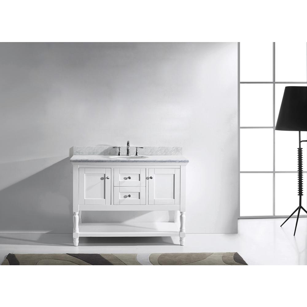 Julianna 48" Bath Vanity in White with Marble Top and Round Sink MS-3148-WMRO-WH-NM