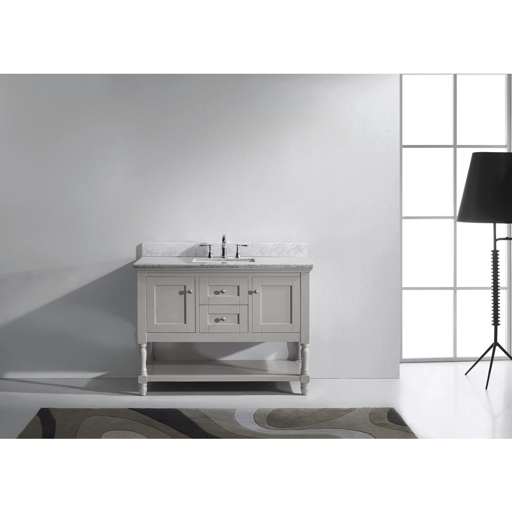 Julianna 48" Bath Vanity in Gray with Marble Top and Sink and Mirror MS-3148-WMSQ-GR