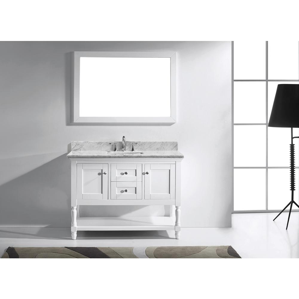 Julianna 48" Bath Vanity in White with Marble Top and Sink and Mirror MS-3148-WMSQ-WH