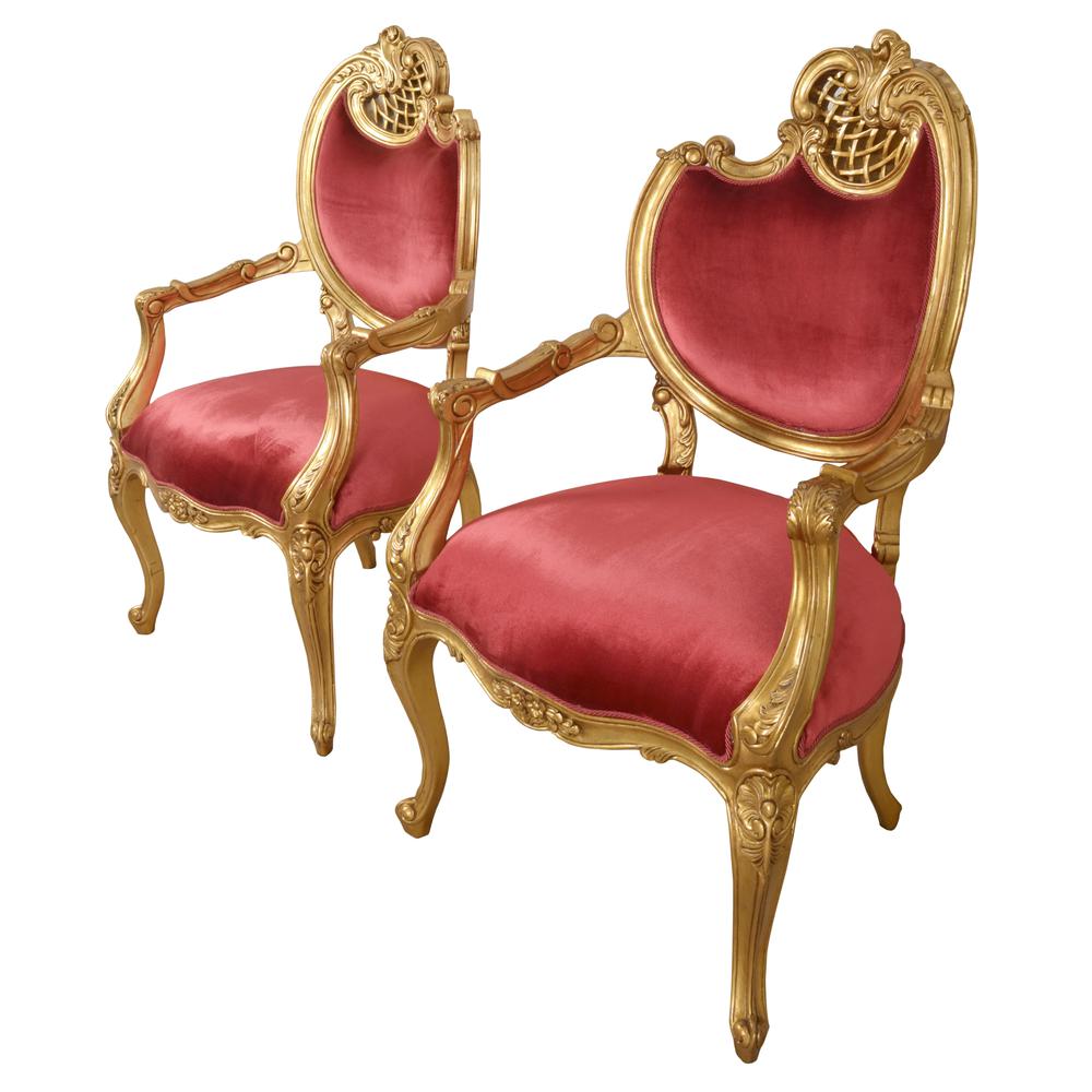 Pair of French Rococo Fireside Chairs