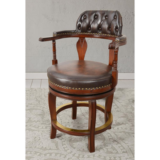 Club Leather Swivel Counter Stool 24 Inches