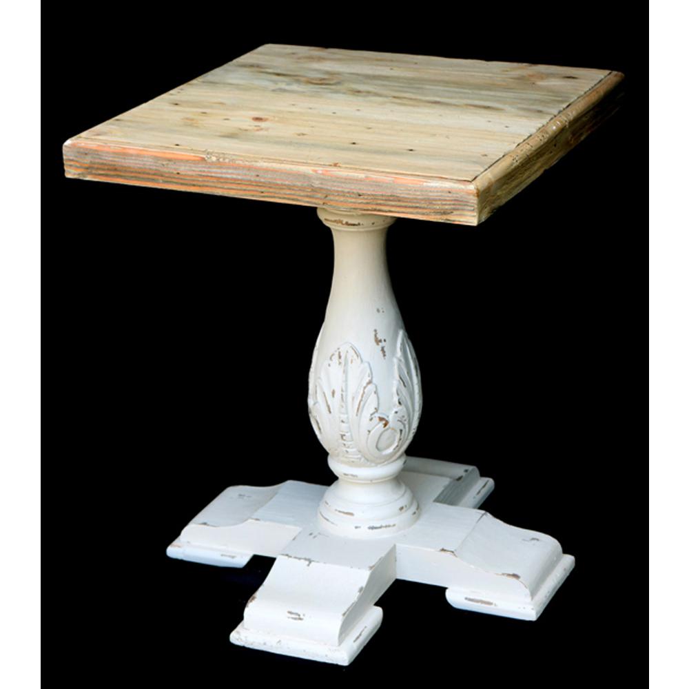 Farmhouse Winsor Chaulk White Square Side Table