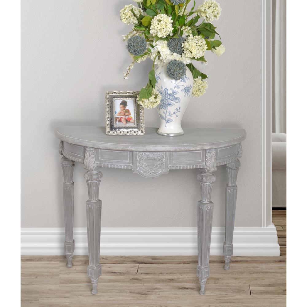 Mystique Gray Mahogany Demilune Hall Table