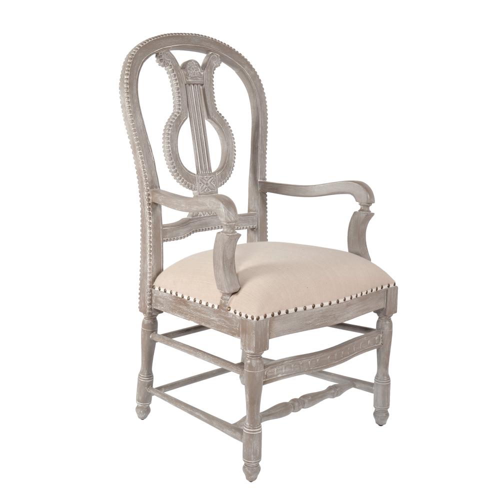 Mystique Gray Lyre Arm Chair