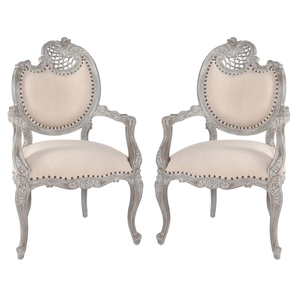 Mystique Gray Pair of French Rococo Fire Side Chair