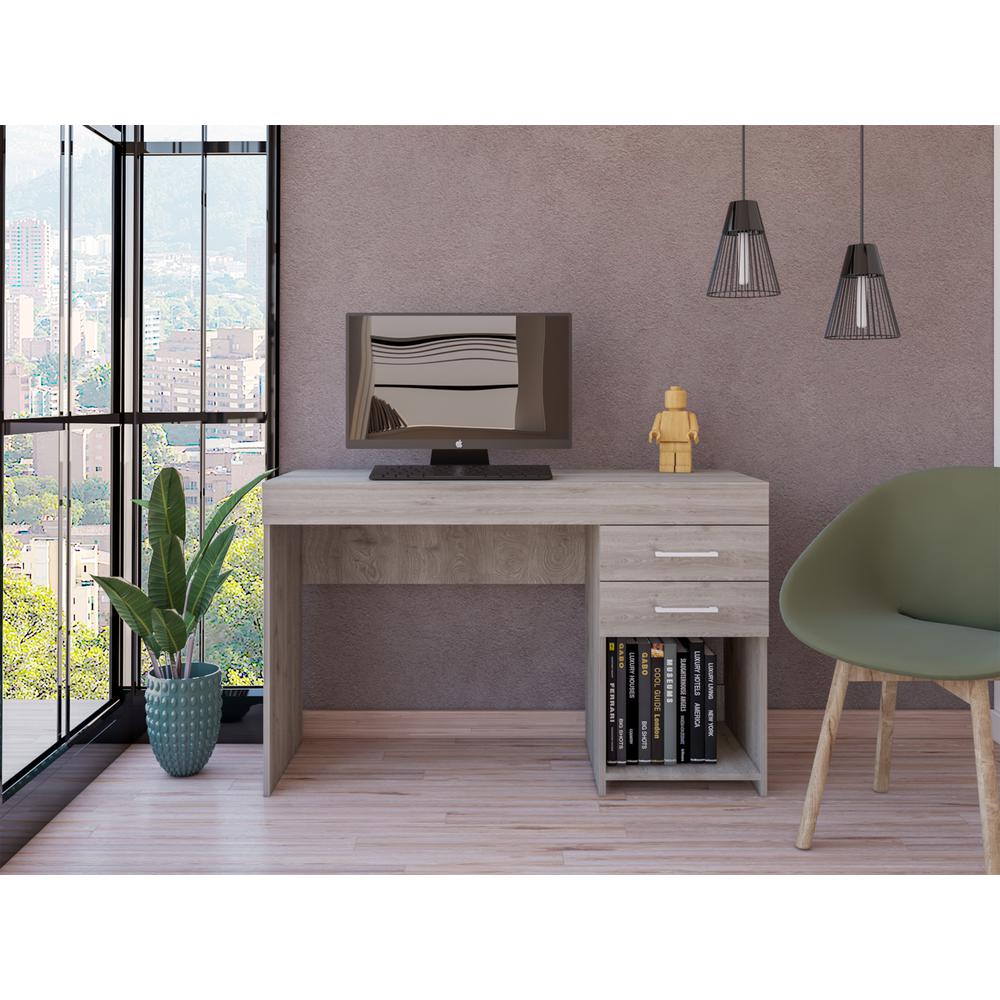 Maui 2 Drawers Computer Desk Light Grey