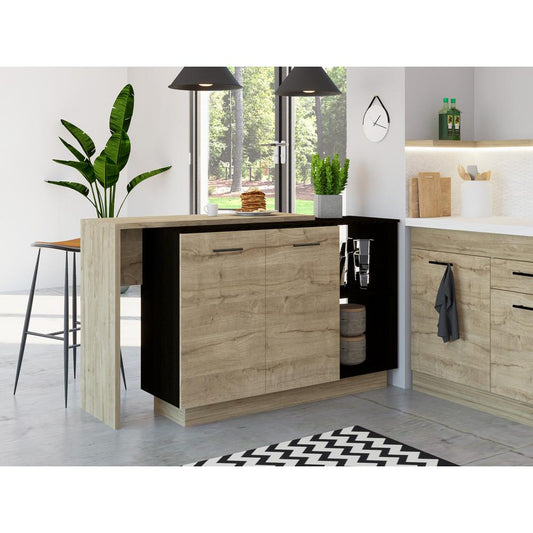 Creta Kitchen Island Black/ Light Oak