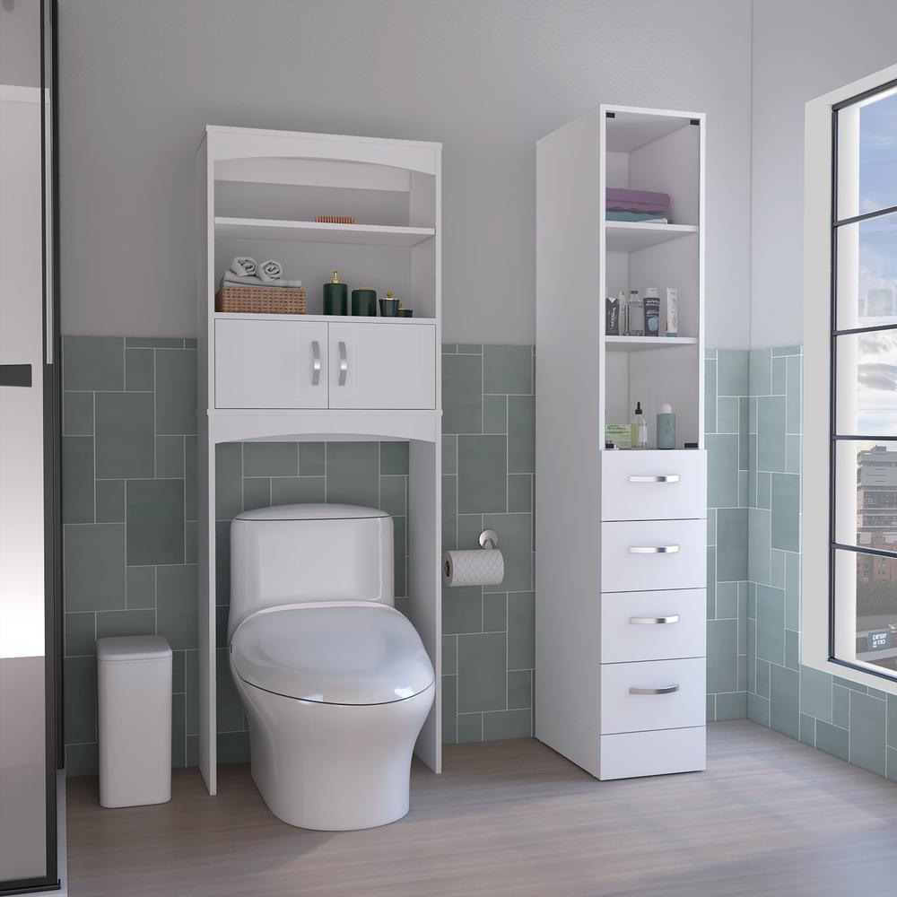 Sheridan 2 Piece Bathroom Set, Linen Cabinet + Over The Toilet Cabinet