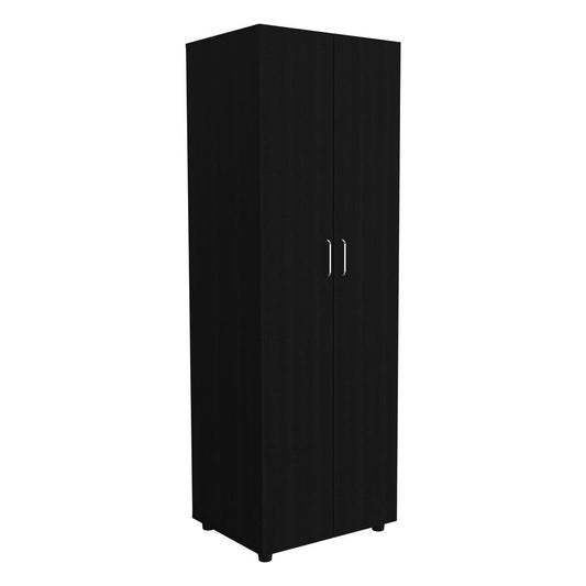 DEPOT E-SHOP London Armoire, Two Internal Shelves, Rod, Two-Door Armoire-Black, For Bedroom