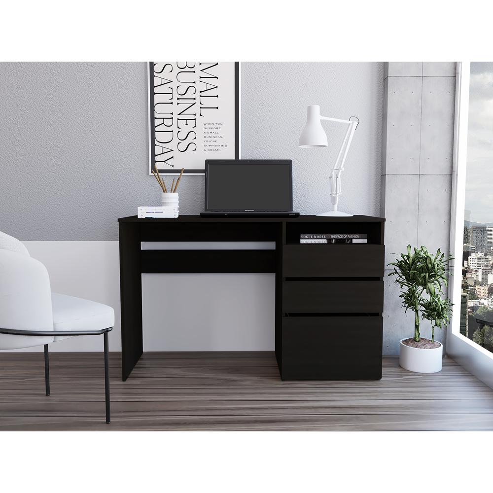 Kenai 3 Drawers Computer Desk Black Wengue