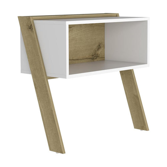 Leticia Nightstand - Light Oak - White