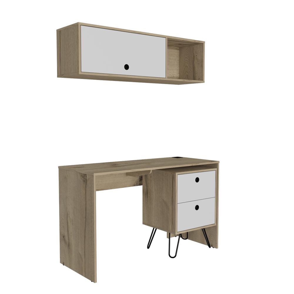 Aurora Office Set - Light Oak+White