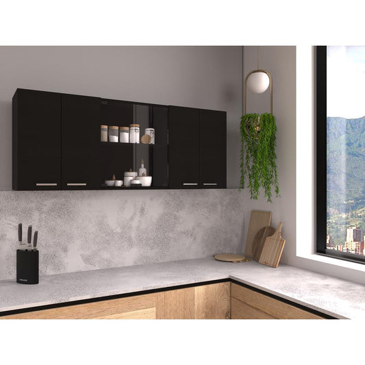 Olimpo 150 Wall Cabinet With Glass In Black