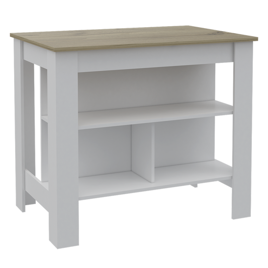 Antibacterial Delos Kitchen Island White-Light Oak