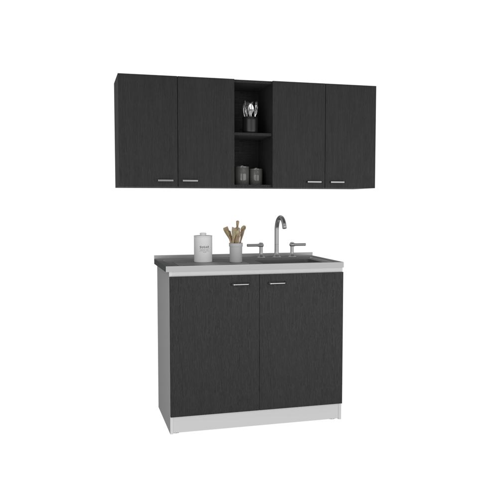 Luther 2 Piece Kitchen Set, Olimpo 150 Wall Cabinet  + Utility Sink With Cabinet