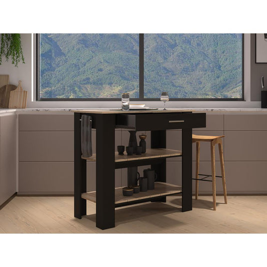 Delos 40Kitchen Island Black-Light Oak