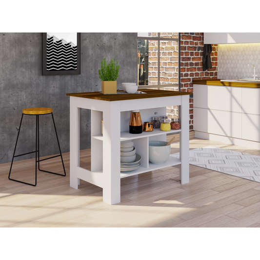 Delos Kitchen Island White - Walnut