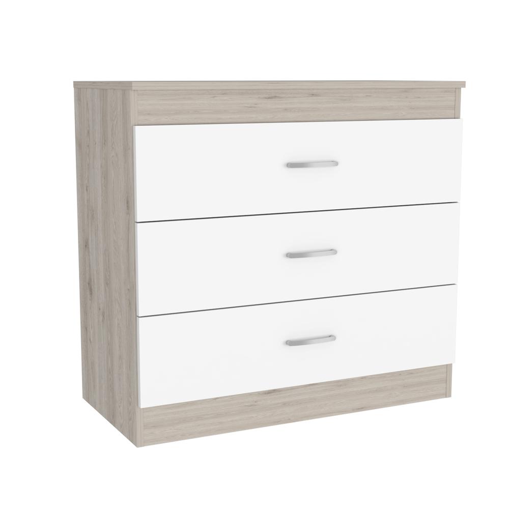 Zurich Three-Drawers Dresser-Light Grey/White