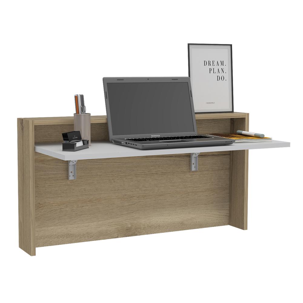 Magio Floating Desk - Light Oak+White