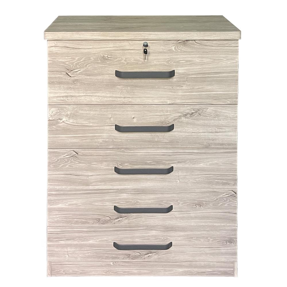 Better Home Products Xia 5 Drawer Chest of Drawers in Gray Oak