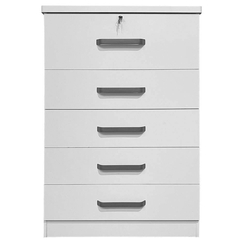 Better Home Products Xia 5 Drawer Chest of Drawers in White