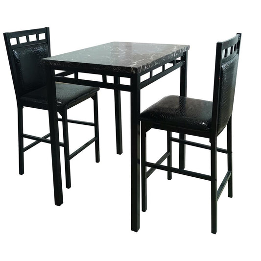 Better Home Products Gator Counter Height Metal 3 pc Dinette Set in Black