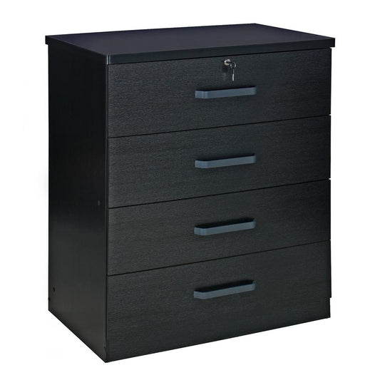 Better Home Products Liz Super Jumbo 4 Drawer Storage Chest Dresser in Black