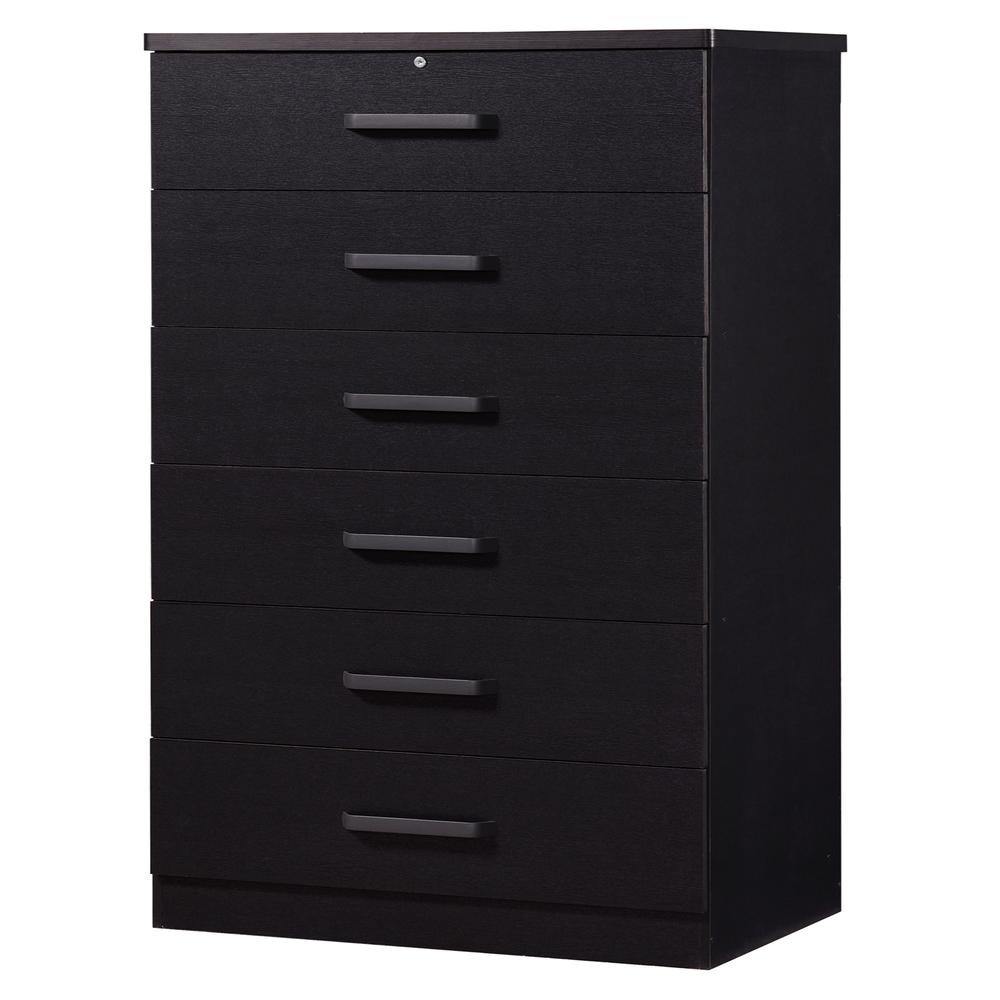 Better Home Products Liz Super Jumbo 6 Drawer Storage Chest Dresser in Black