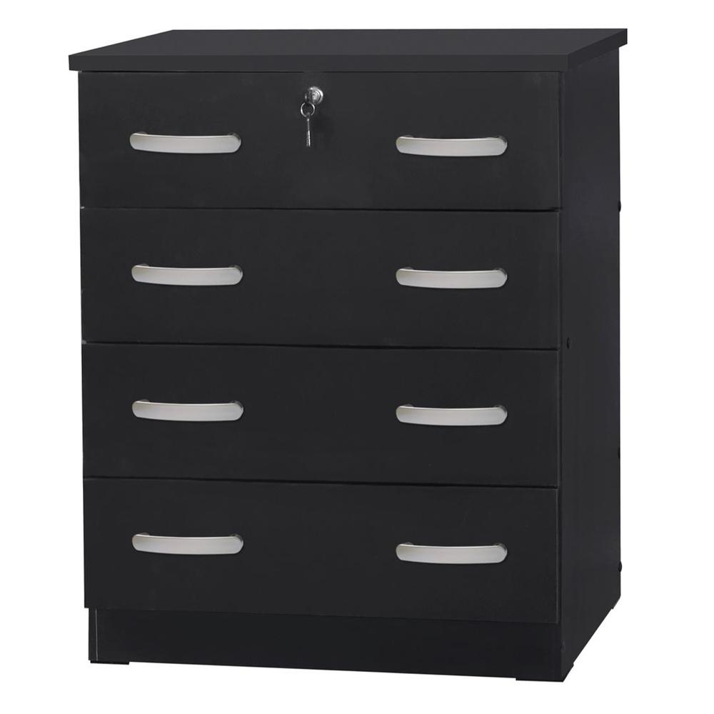 WPfurniture 4 Drawer Chest Wooden Dresser with Lock