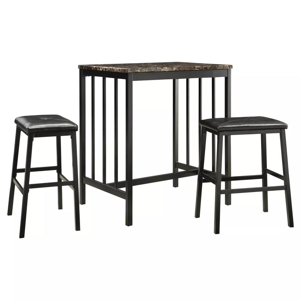 Better Home Products Messina Faux Marble Counter Height Dining Set Black Metal