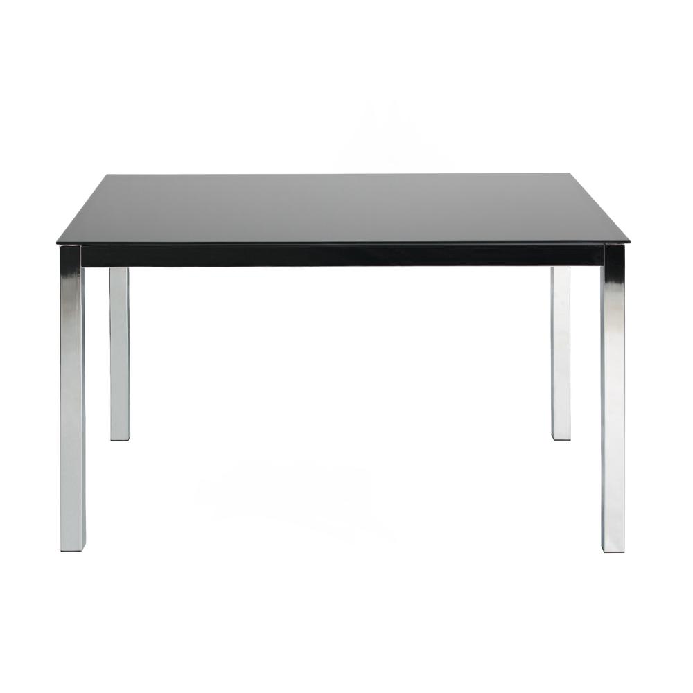 Better Home Products Elliott Chrome Metal Frame Black Tempered Glass Table