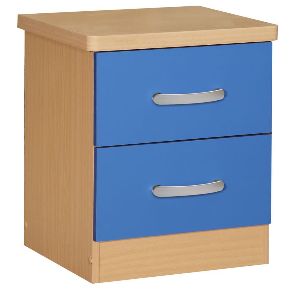 Better Home Products Cindy Faux Wood 2 Drawer Nightstand in Blue