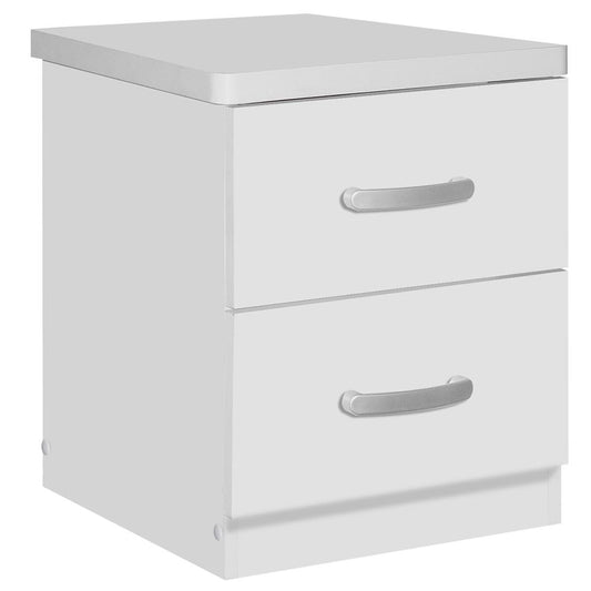 Better Home Products Cindy Faux Wood 2 Drawer Nightstand in White