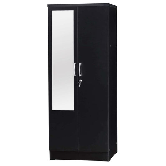 Better Home Products Harmony Two Door Armoire Wardrobe with Mirror in Black