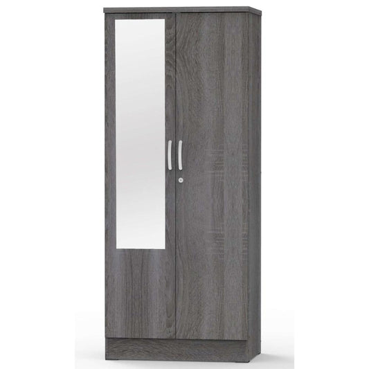 Better Home Products Harmony Two Door Armoire Wardrobe with Mirror in Gray