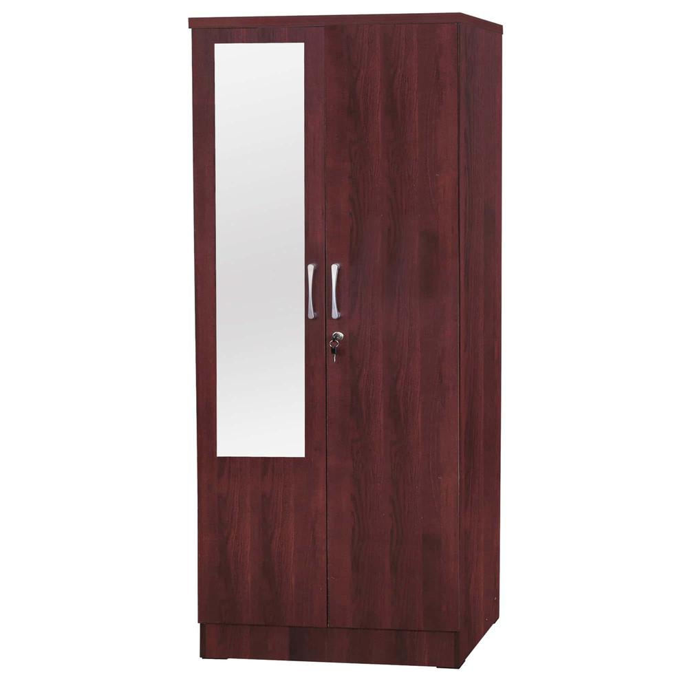 Better Home Products Harmony Two Door Armoire Wardrobe with Mirror in Mahogany