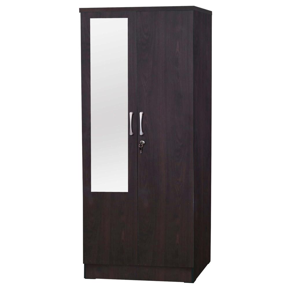 Better Home Products Harmony Two Door Armoire Wardrobe with Mirror in Tobacco