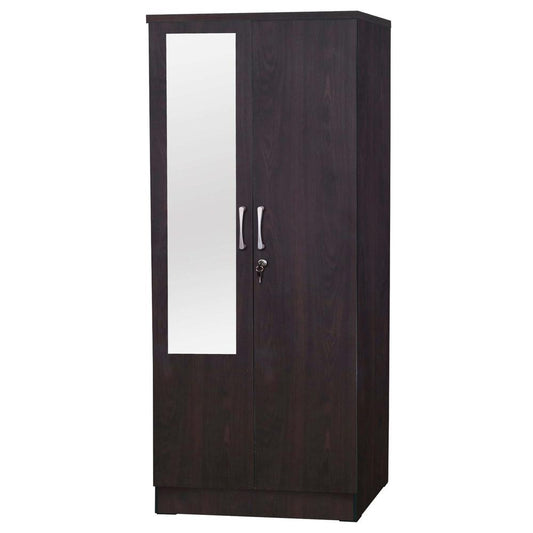 Better Home Products Harmony Two Door Armoire Wardrobe with Mirror in Tobacco