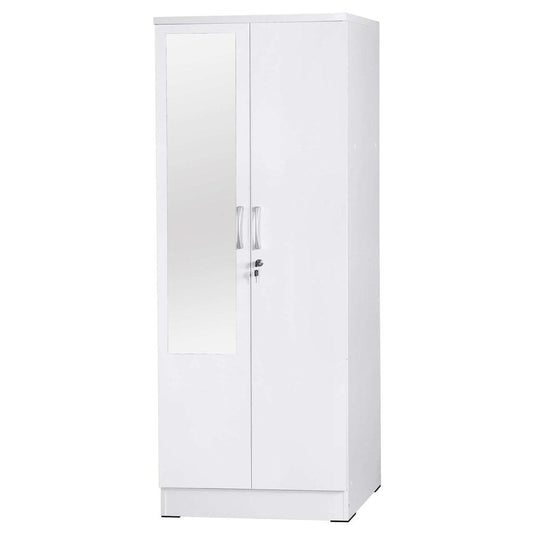 Better Home Products Harmony Two Door Armoire Wardrobe with Mirror in White