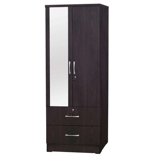 Better Home Products Grace Armoire Wardrobe with Mirror & Drawers in Tobacco