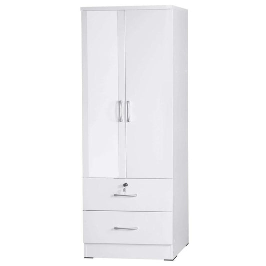 Better Home Products Grace Armoire Wardrobe with Mirror & Drawers in White