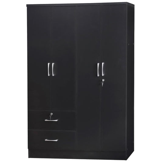 Better Home Products Luna Modern Wood 4 Doors 2 Drawers Armoire in Black