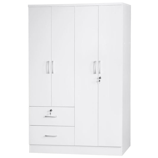 Better Home Products Luna Modern Wood 4 Doors 2 Drawers Armoire in White