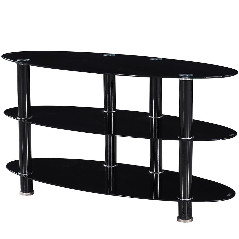 Better Home Products Neo Oval Tempered Glass TV Stand for 40-inch TV in Black