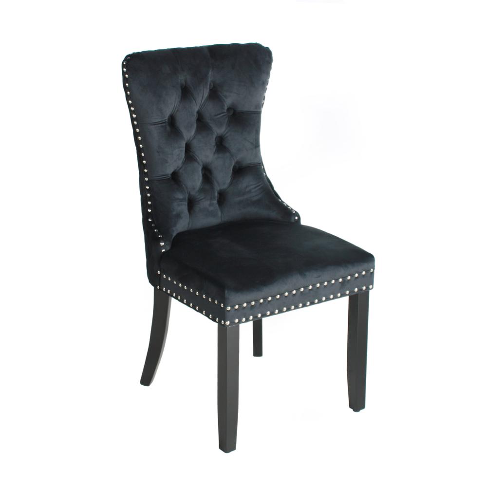 Better Home Products Sofia Velvet Upholstered Tufted Dining Chair Set in Black