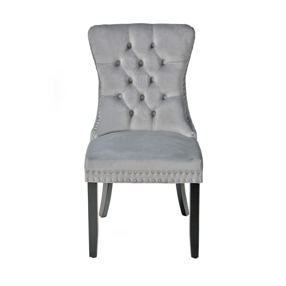 Better Home Products Sofia Velvet Upholstered Tufted Dining Chair Set in Gray