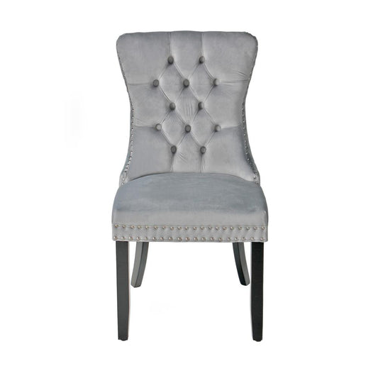 Better Home Products Sofia Velvet Upholstered Tufted Dining Chair Set in Gray