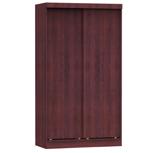 Better Home Products Modern Wood Double Sliding Door Wardrobe in Mahogany