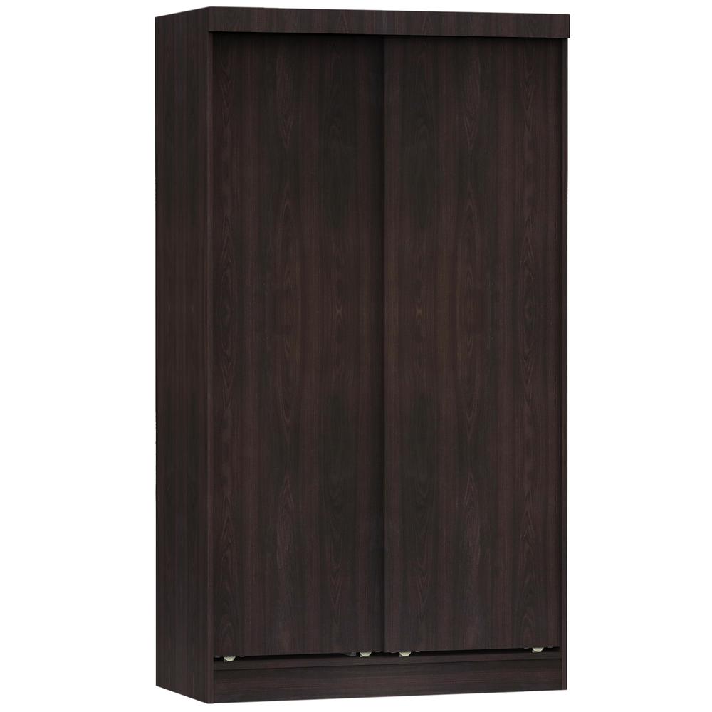 Better Home Products Modern Wood Double Sliding Door Wardrobe in Tobacco